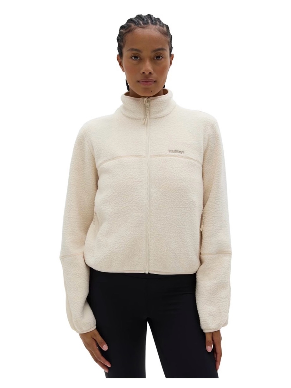 Halfdays Women’s Chapelle Fleece Jacket in Oatmilk (size Large) BRAND NEW
